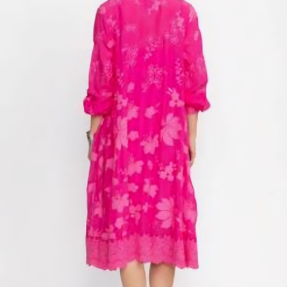 NWT Johnny Was Nathy Lily Vibrant Hot Pink Floral Dress - Picture 3 of 8